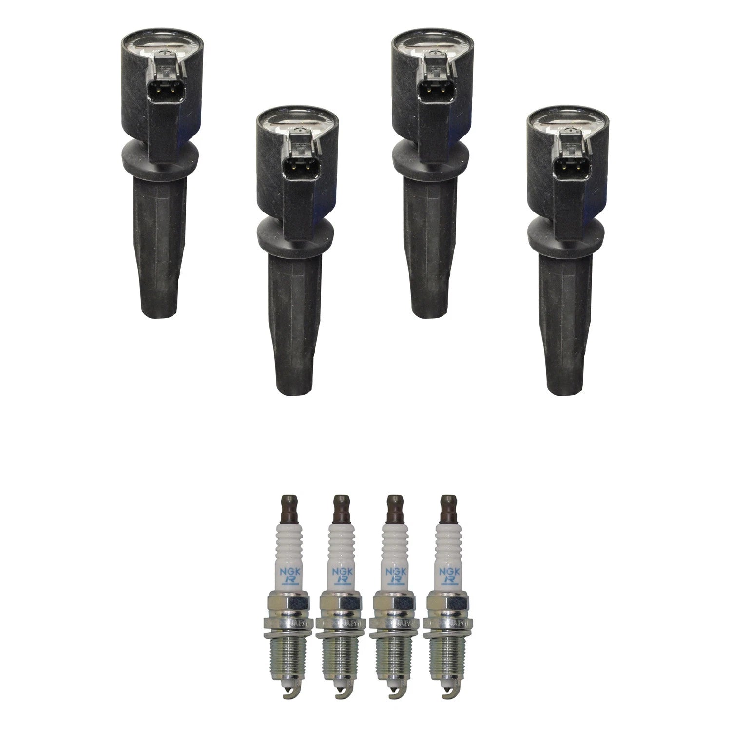 Set of 4 Ignition Coils & NGK Platinum Spark Plugs for Ford Escape Focus Mariner