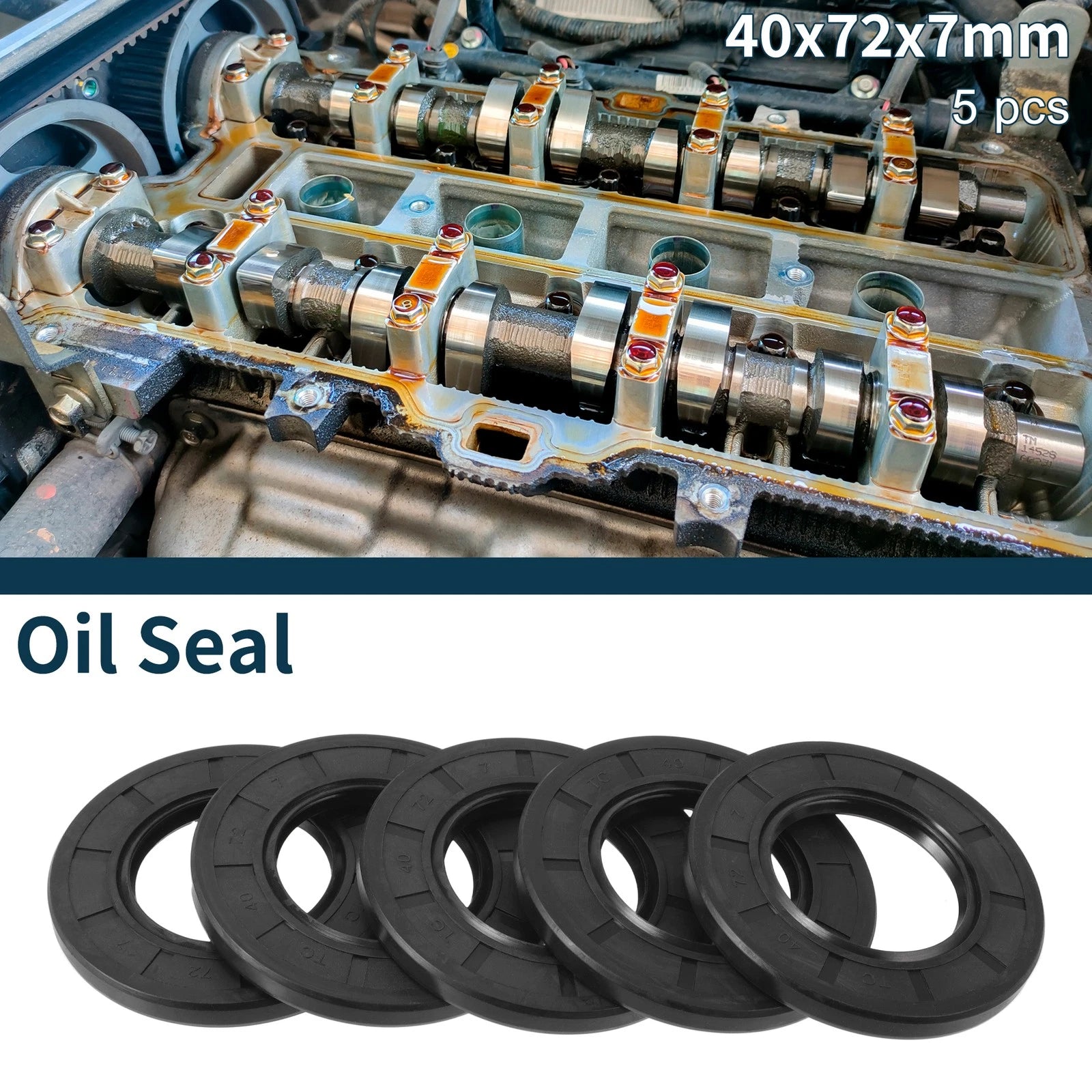 Set of 5 Oil Seal Rotary Shaft Seal NBR Rubber 40x72x7mm