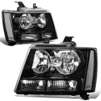Pair of Headlight Lamps for Chevy Tahoe Suburban (2007–2014) - Black Housing Clear Corner