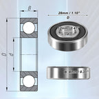 2X 6001-2RS 12x28x8mm Double Rubber Sealed Ball Bearings for Auto