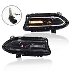 Set of 2 Halogen Projector Headlights with LED DRL for Dodge Charger (2015–2023)
