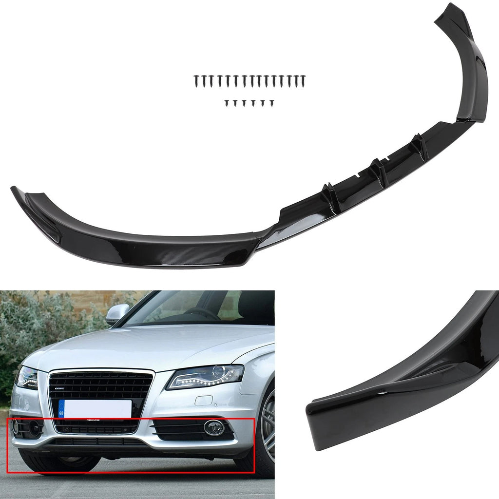 Front Bumper Lip for Audi A4 B8 (2009–2012) - Painted Black