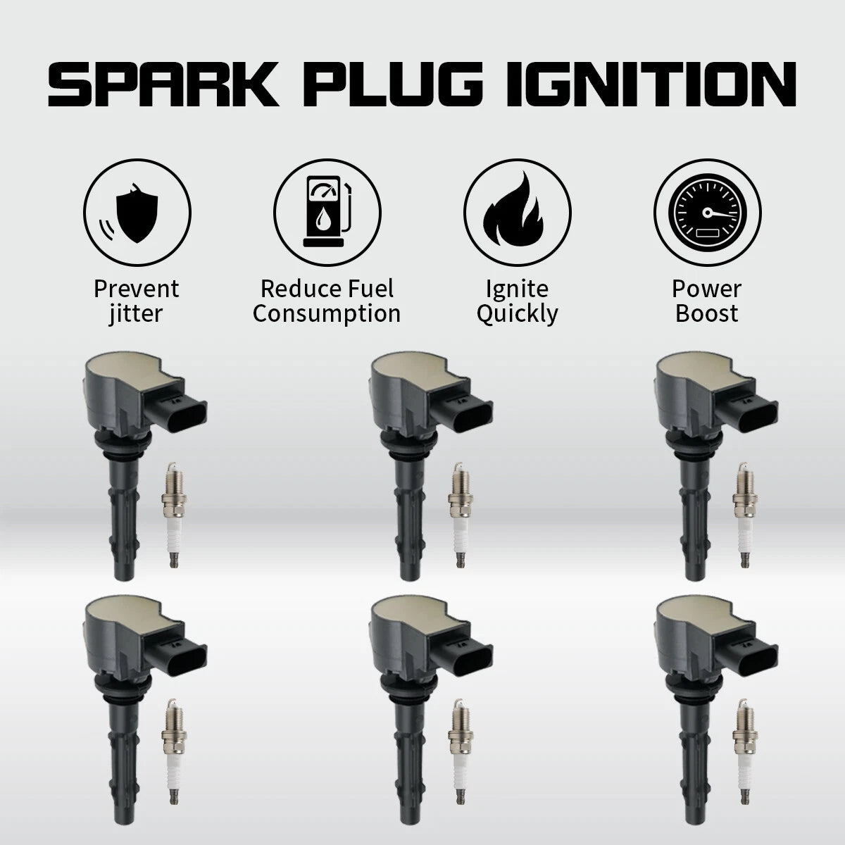 6X Ignition Coil + Spark Plug for Mercedes-Benz E350 C300 C350 ML350 (2006–2015) UF535