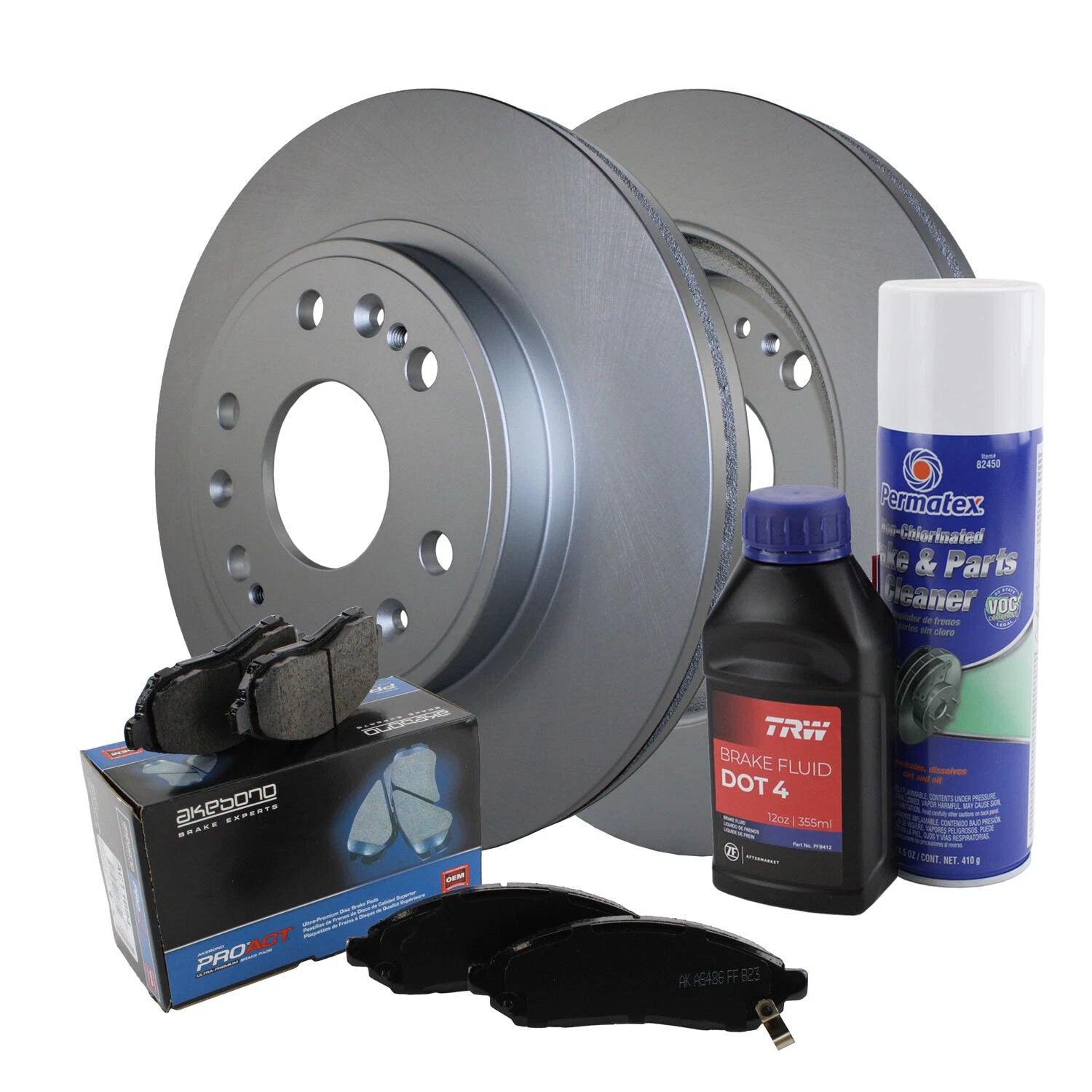 Front Brake Kit Set of 4 330mm Rotors Akebono Ceramic Pads for Cadillac Chevy GMC