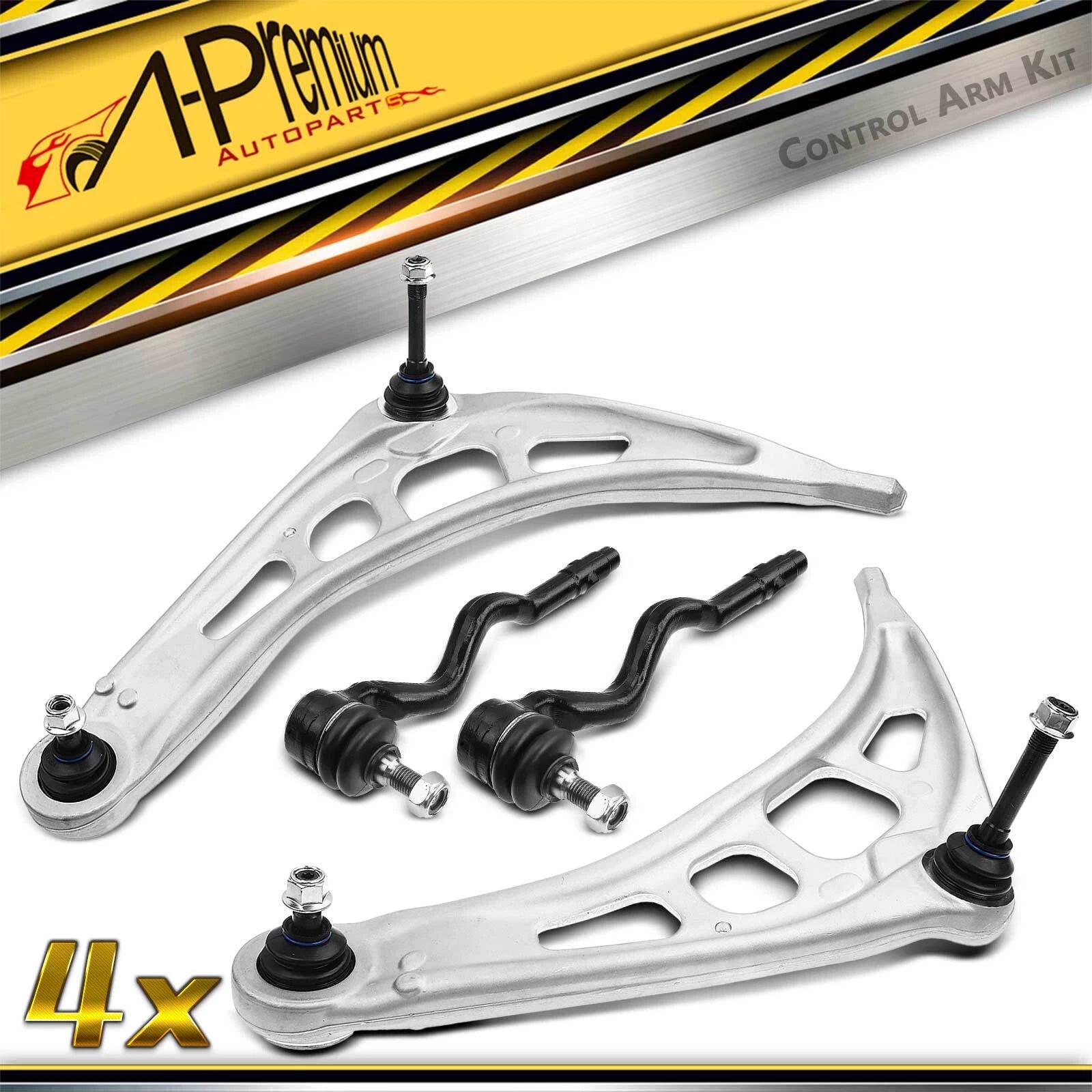 Set of 4 Front Lower Control Arm Tie Rod Ends for BMW 323i 325i 325Ci 328i (1998–2006)