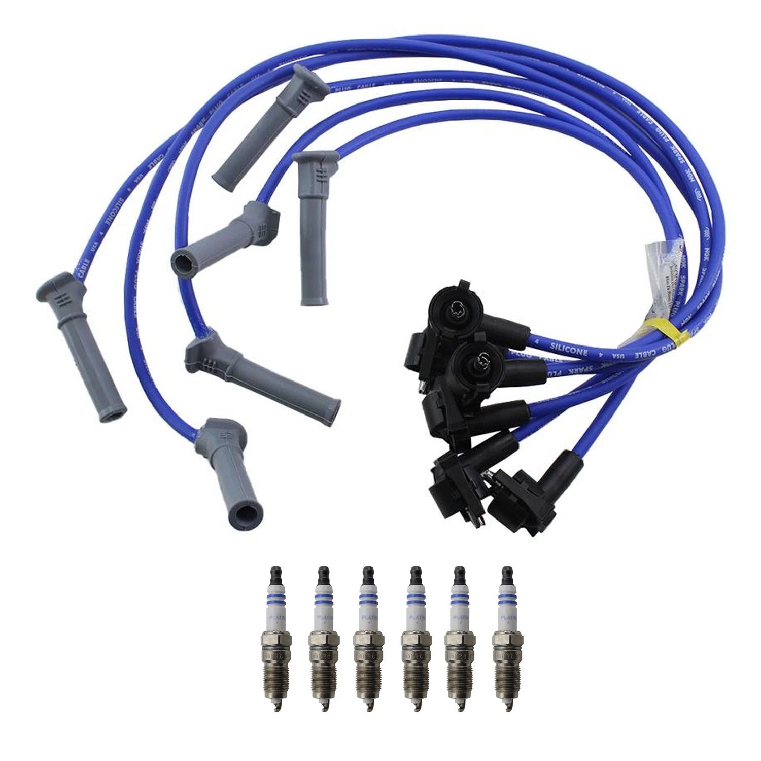 NGK Wire Set & Bosch 6 Platinum Spark Plugs Kit for B4000 Explorer Ranger (1998–2000)