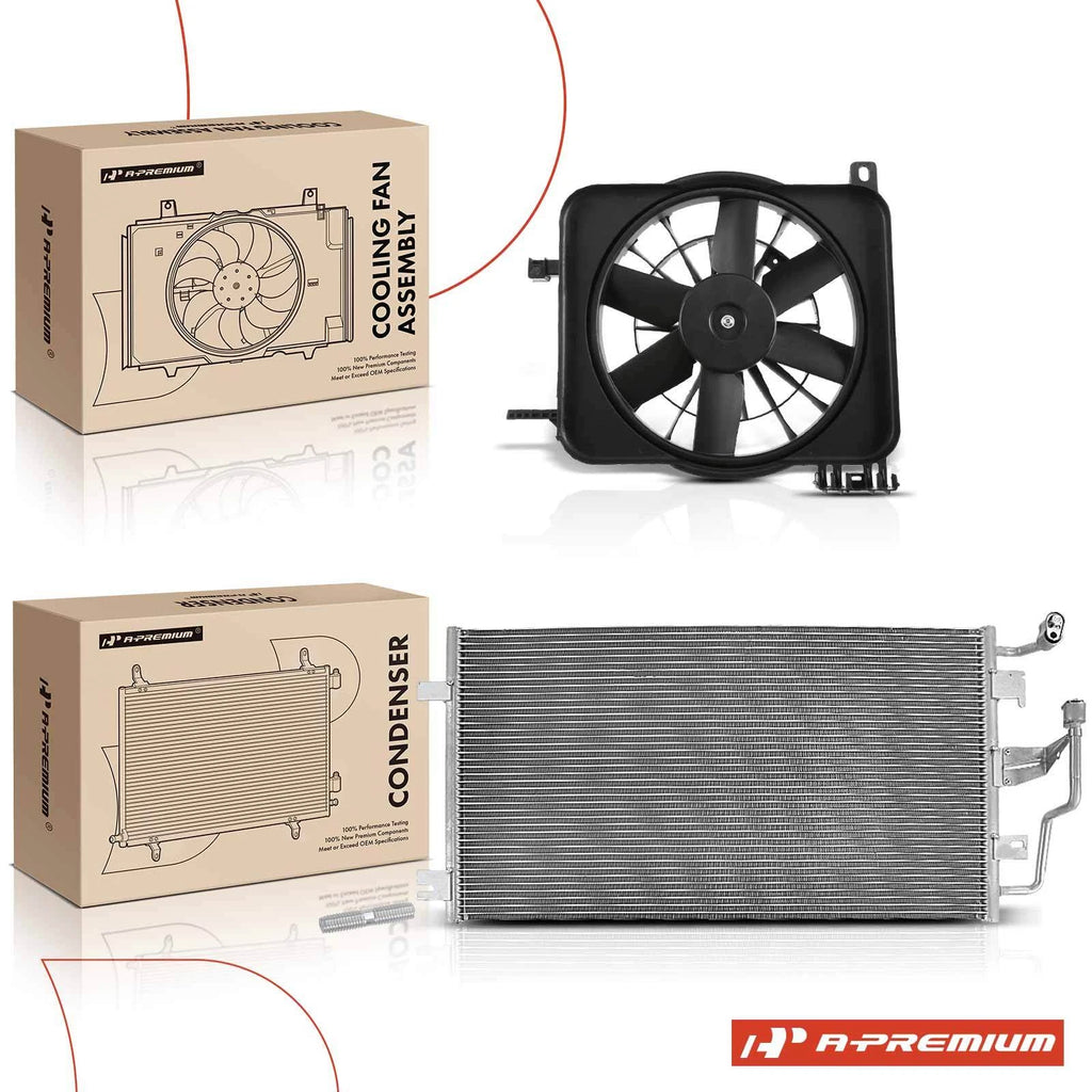 AC condenser and cooling fan assembly kit for Pontiac Sunfire, Chevy Cavalier 
