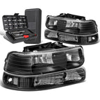 Set of 2 Black/Clear Side Headlight Bumper Lamps for Chevy Silverado (1999–2002)