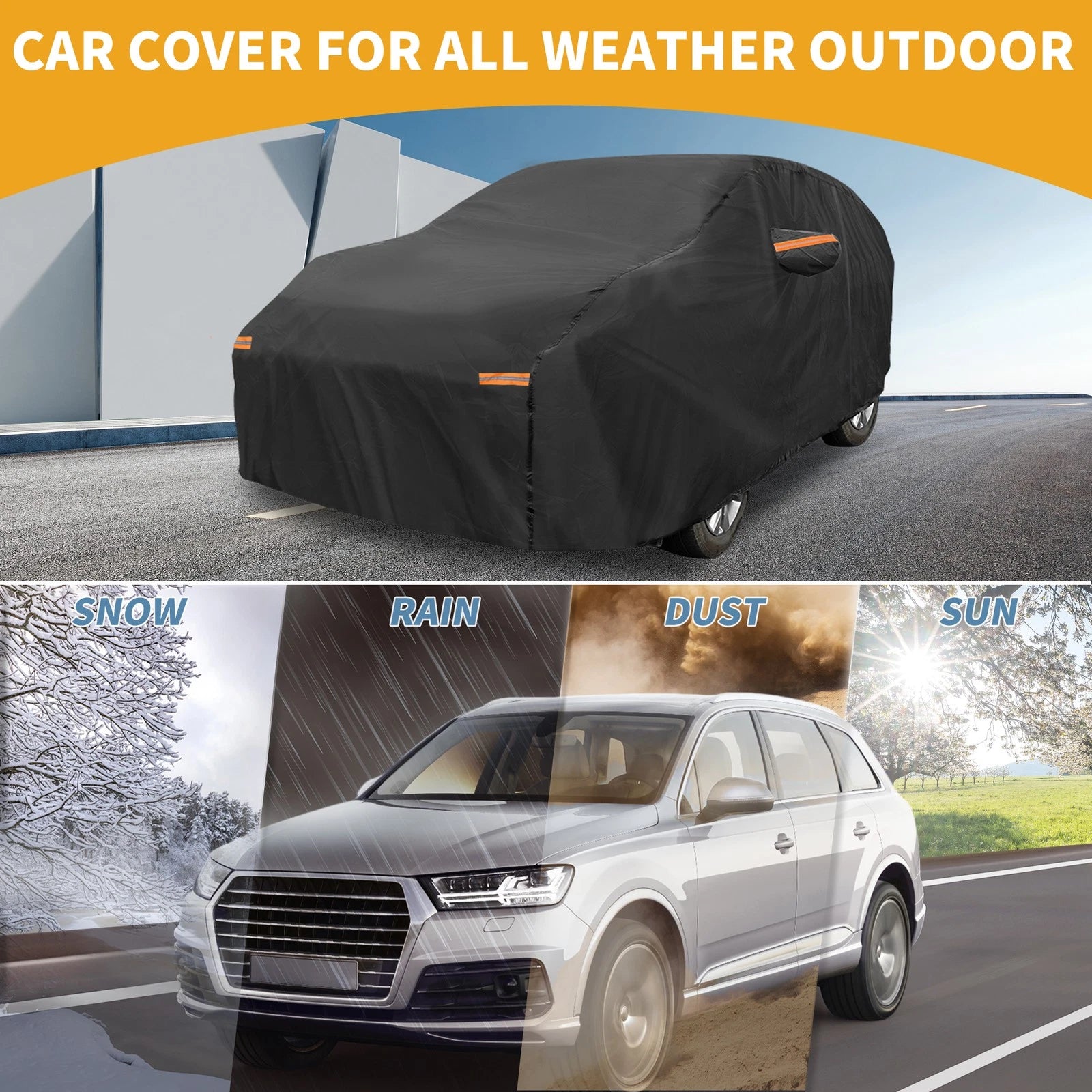 Waterproof Car Cover for Kia Carnival (190T-PU, Black, All Weather)