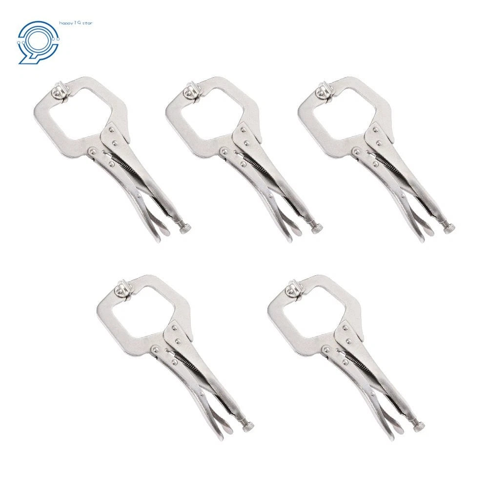 Locking C-Clamp 11" Adjustable Pliers Grip with Swivel Pad - Set of 5