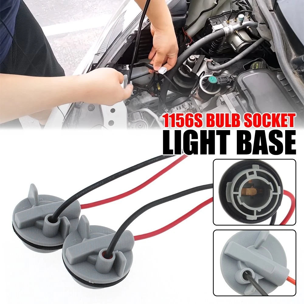 2X 1156S LED Bulbs Wired Pigtail Light Socket Holder for US EXV (N/A)