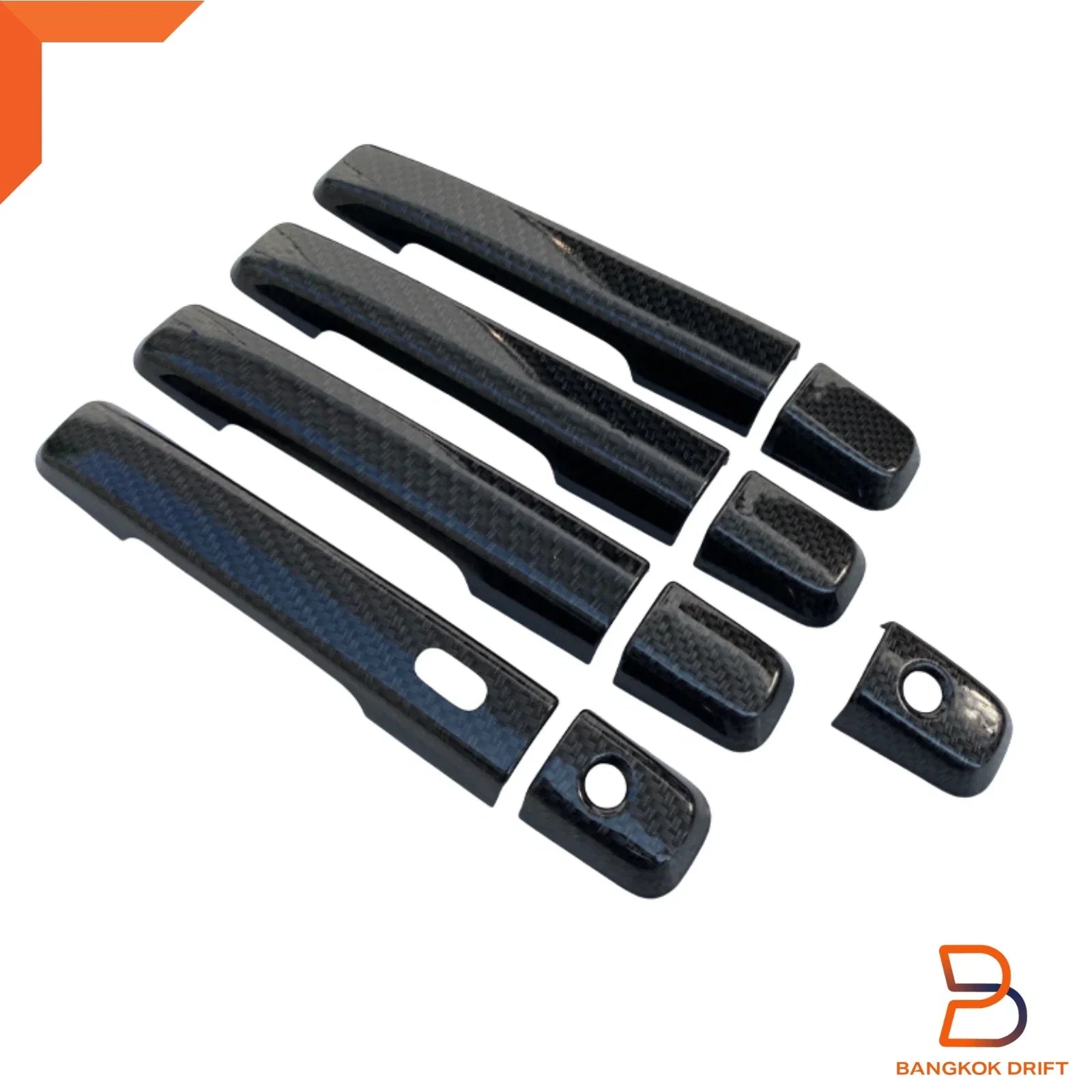 9 x Black Carbon Fiber Door Handle Covers for Isuzu D-Max, MU-X (12-19)