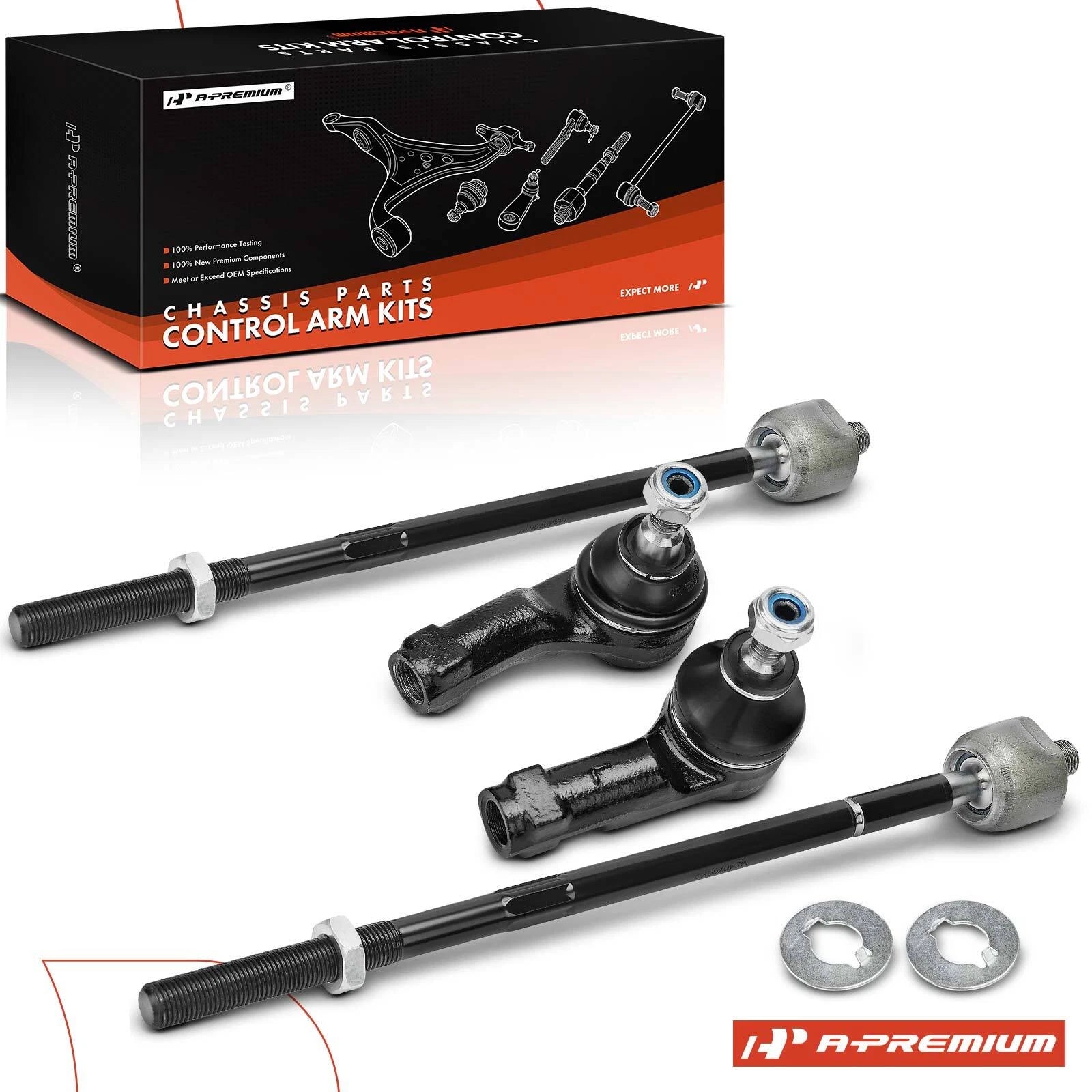 Set of 4 Front Inner & Outer Steering Tie Rods for Ford Focus (2009–2011)