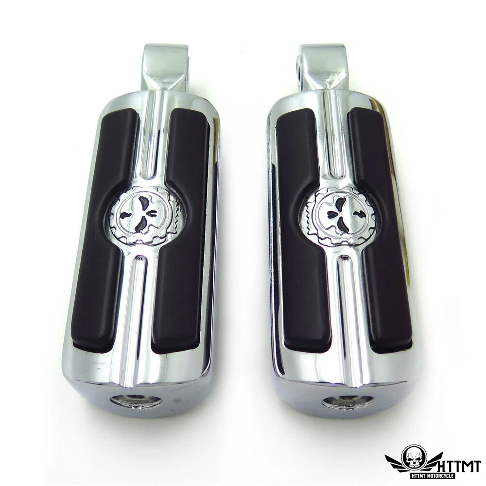 Chrome Gear Skull Footpegs for Suzuki Intruder 1400/Boulevard S83 (1995–2008)