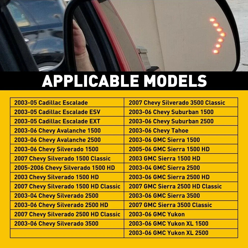 Heated Mirror Glass with Turn Signal for Chevy GMC Cadillac (2003–2007)