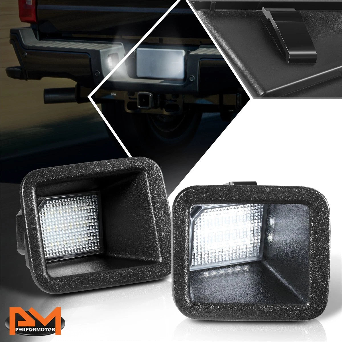 2X Nuvision Clear Lens LED License Plate Lights for Ford F250-F450 SD (2017–2024)