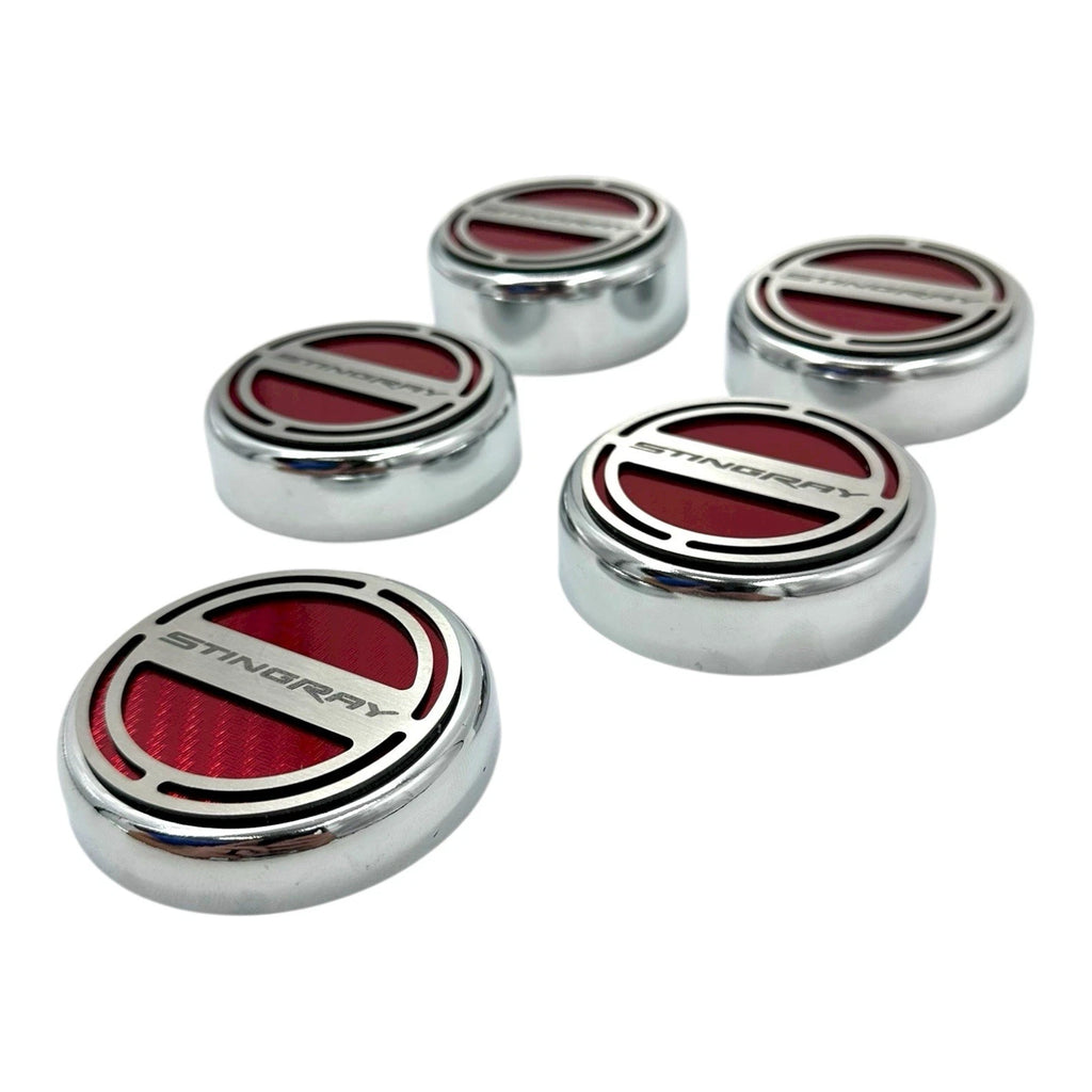 Automatic Transmission Fluid Cap Cover Set for Red Stingray C7 Corvette (2014–2019)