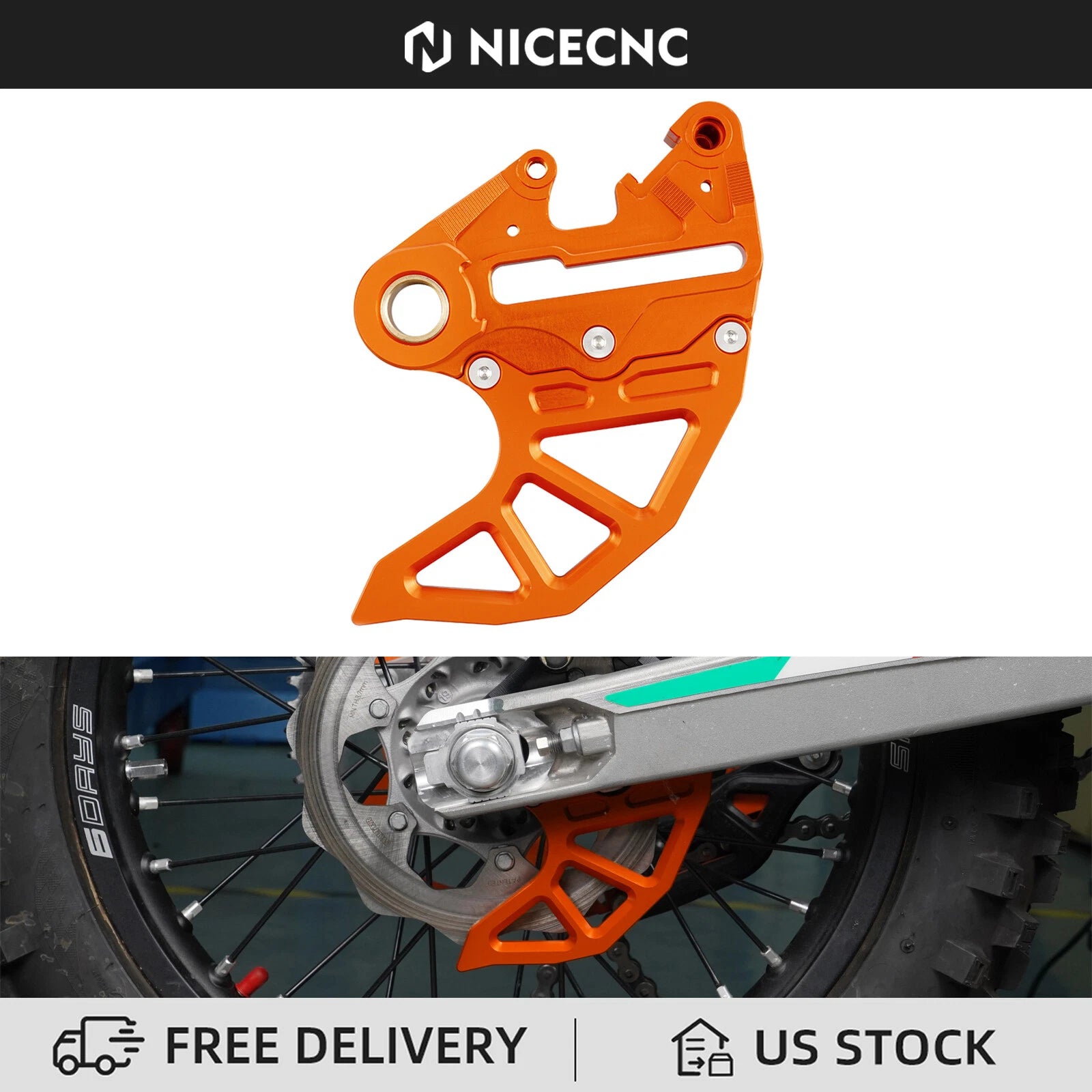 CNC Rear Brake Disc Guard for KTM 250 300 500 EXC F XCW TPI (2004–2023)
