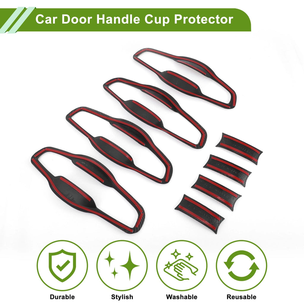 Set of 8 Car Door Handle Cup Protectors for Honda CR-V (2017–2022) Carbon Fiber Black