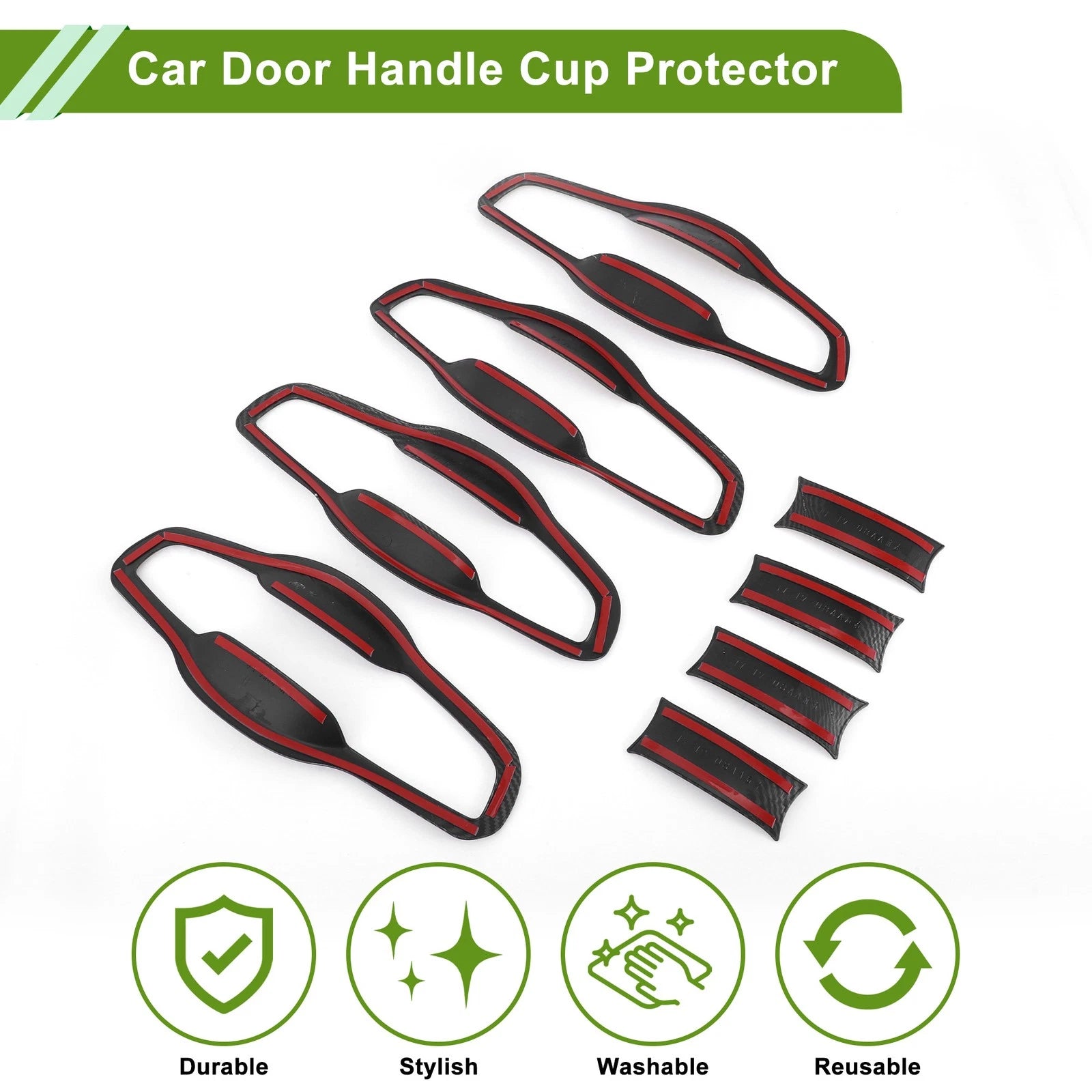 Set of 8 Car Door Handle Cup Protectors for Honda CR-V (2017–2022) Carbon Fiber Black