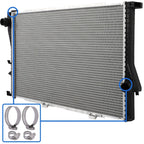 Radiator for BMW 525i, 528i (2001–2005) with Universal Hose Clamps