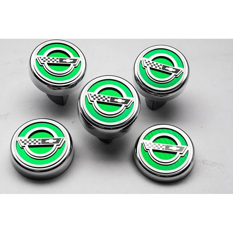 Chrome Cap Covers w/Black Carbon Fiber Vinyl Inlay for 84-96 Corvette Automatic