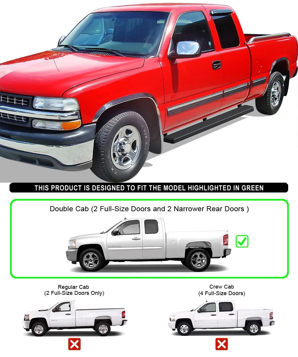 iBoard 5" Black Steel Side Steps for Chevy Silverado GMC Sierra (1999-2013)