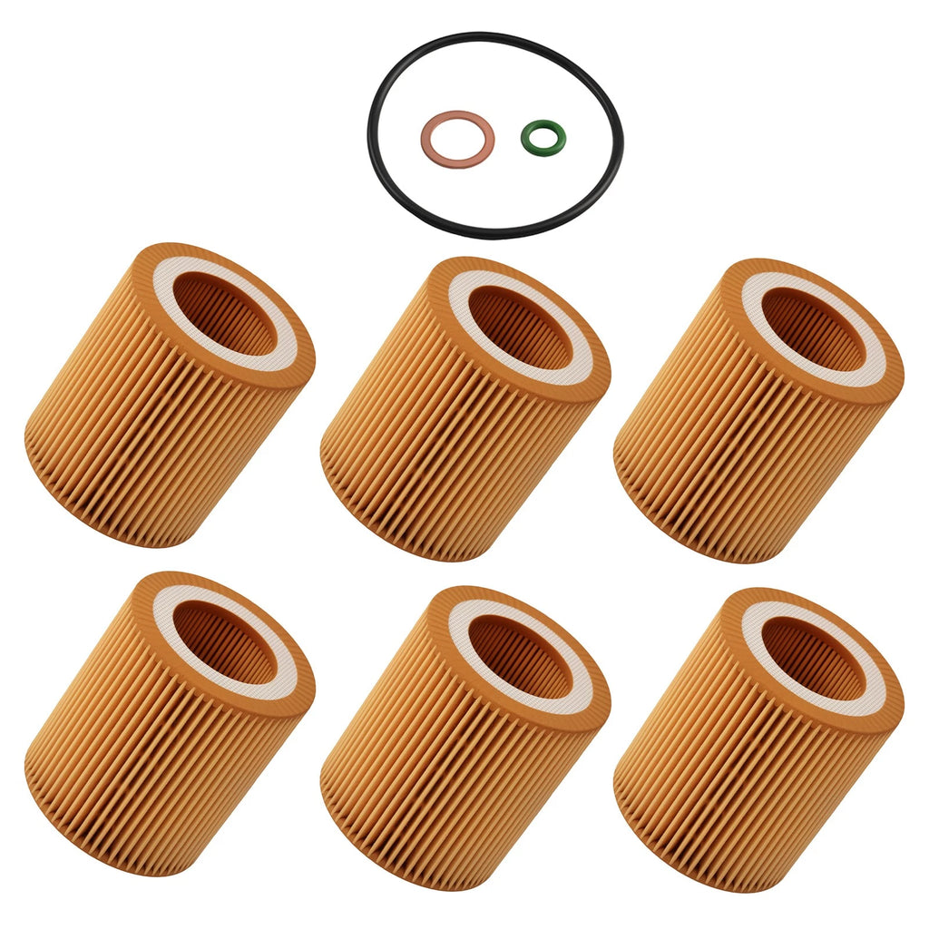 Set of 6 Engine Oil Filters for BMW 328i (2007–2012) 57327
