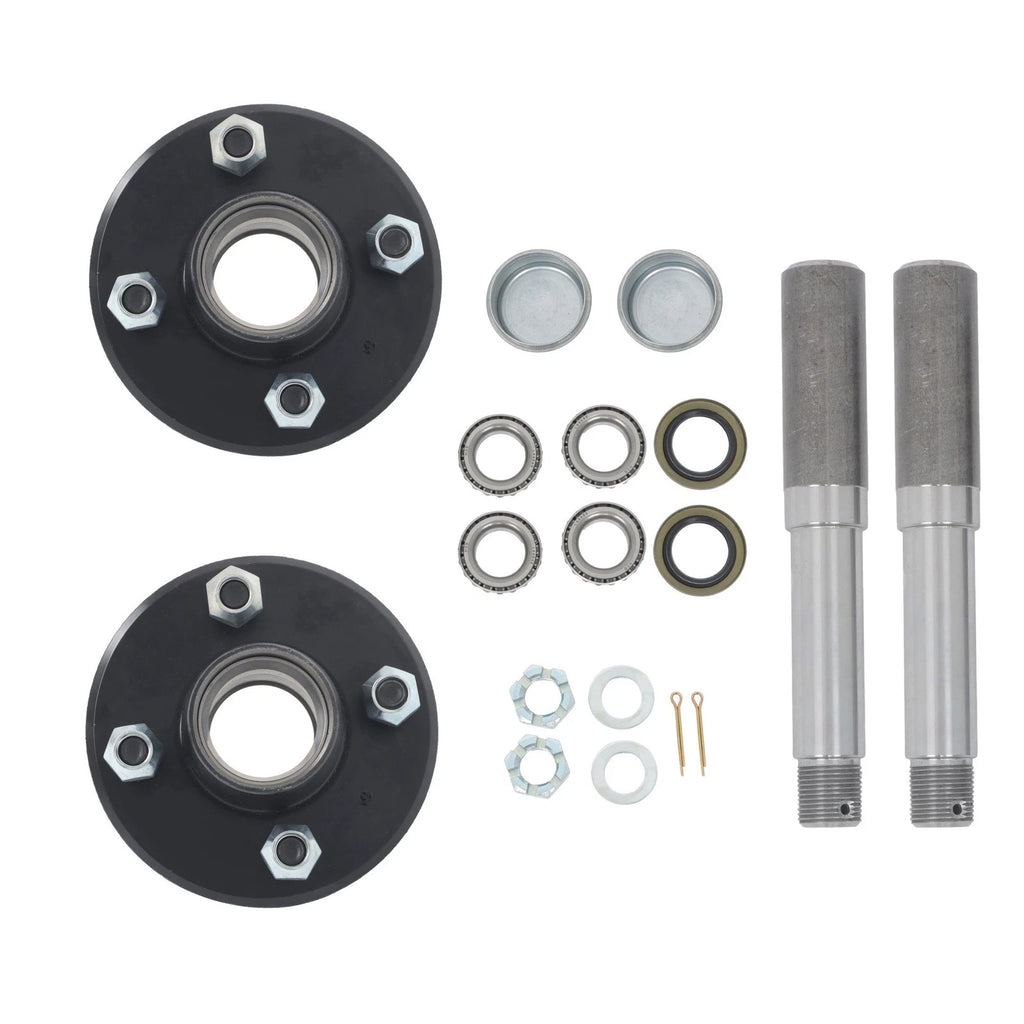 Set of 2 Straight Spindles & Bearings for 4-Bolt Hub Assembly