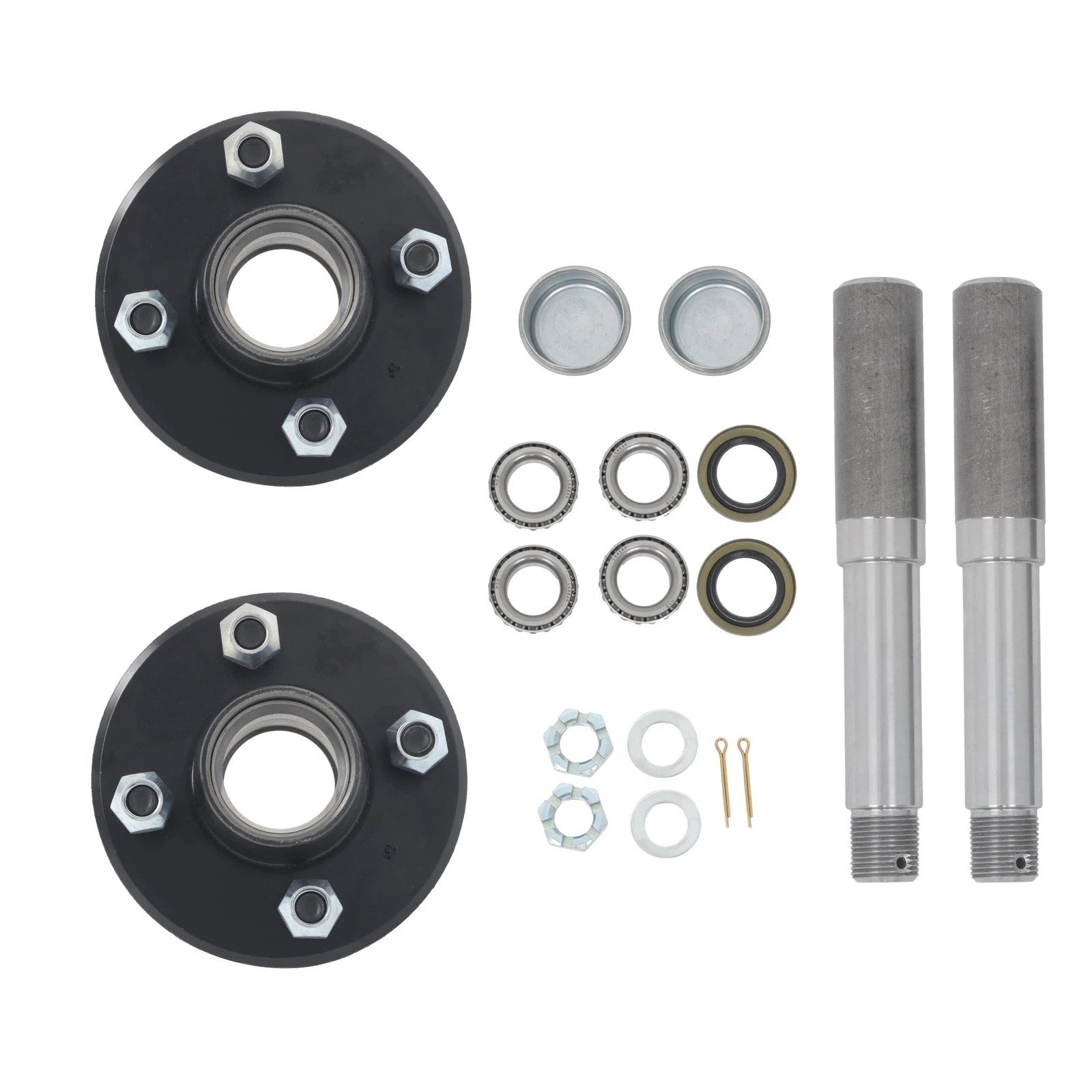 Set of 2 Straight Spindles & Bearings for 4-Bolt Hub Assembly