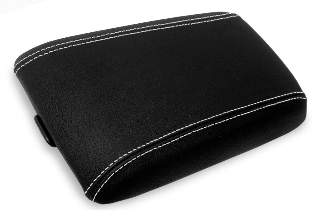Leather Console Lid Armrest Cover for Pontiac GTO (2004–2006) Black White Stitch