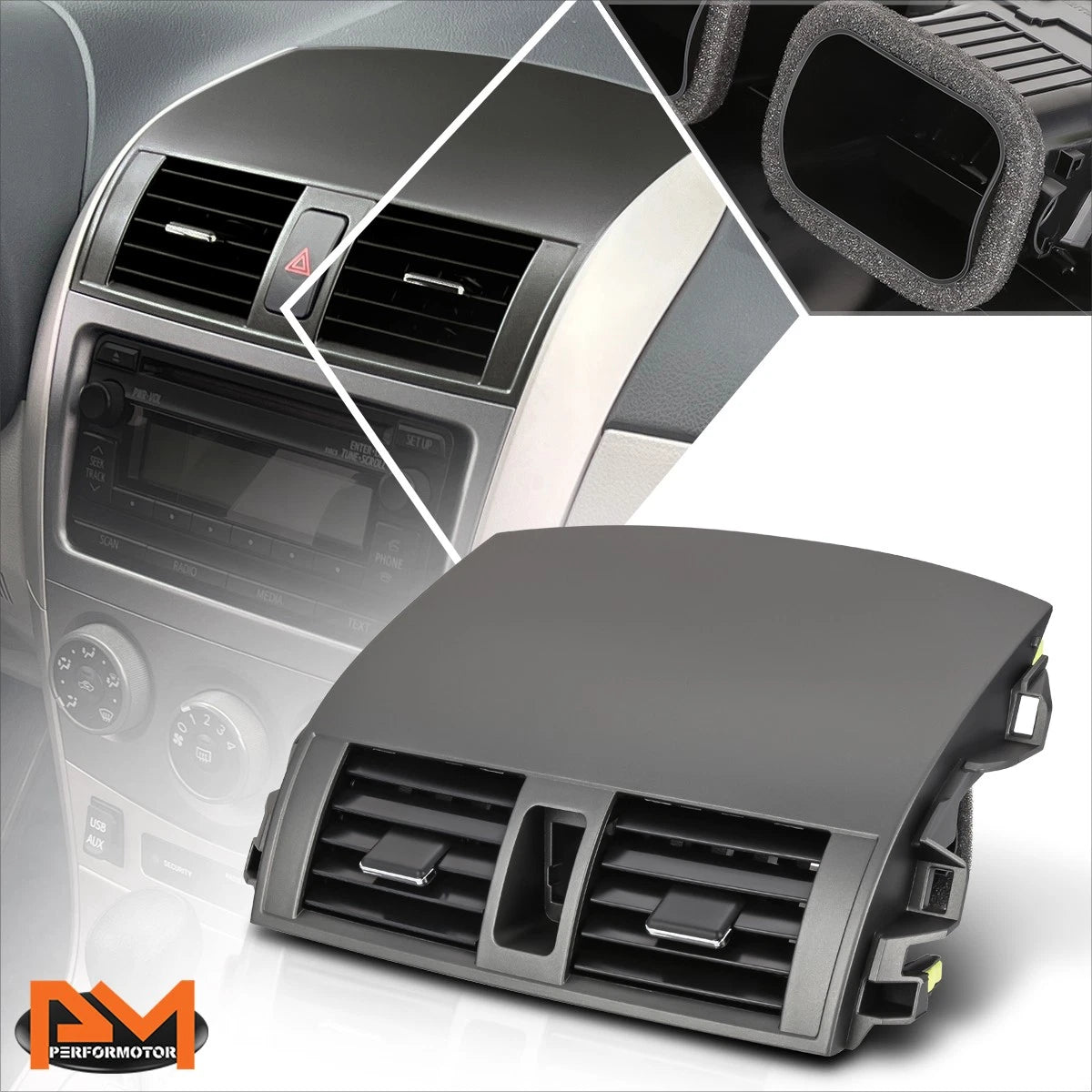 Center Dash A/C Air Vent Molded Panel Bezel Cover for Toyota Corolla (2009–2013)