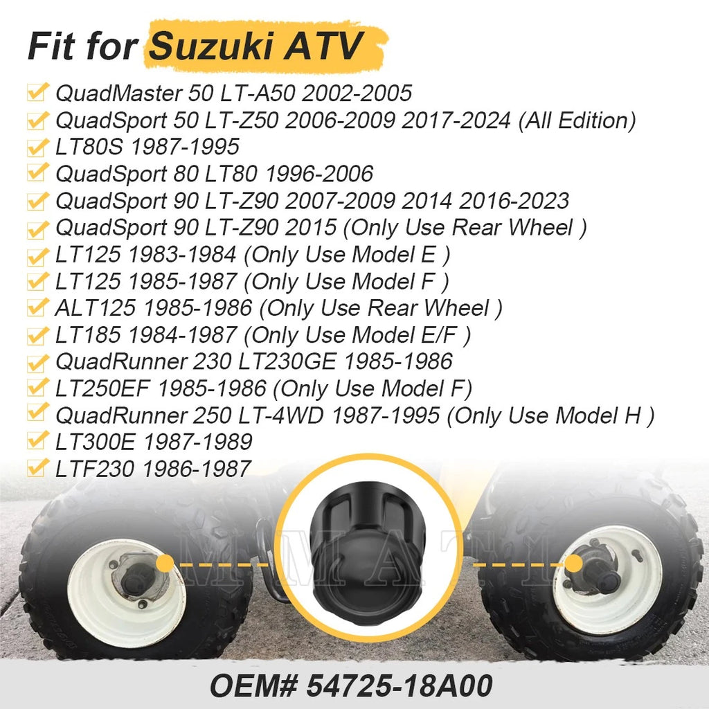 Set of 4 Wheel Center Hub Caps for Suzuki Quadrunner 250 (1985–1995)
