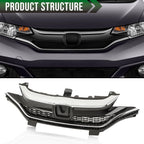 Front Bumper Upper Honeycomb Grille with Chrome Trim for Honda Fit (2018–2020)