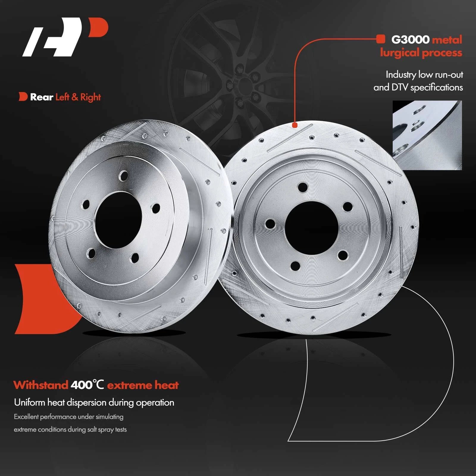 Drilled Slotted Brake Rotors for Ford F-150 (2000–2003) 4WD