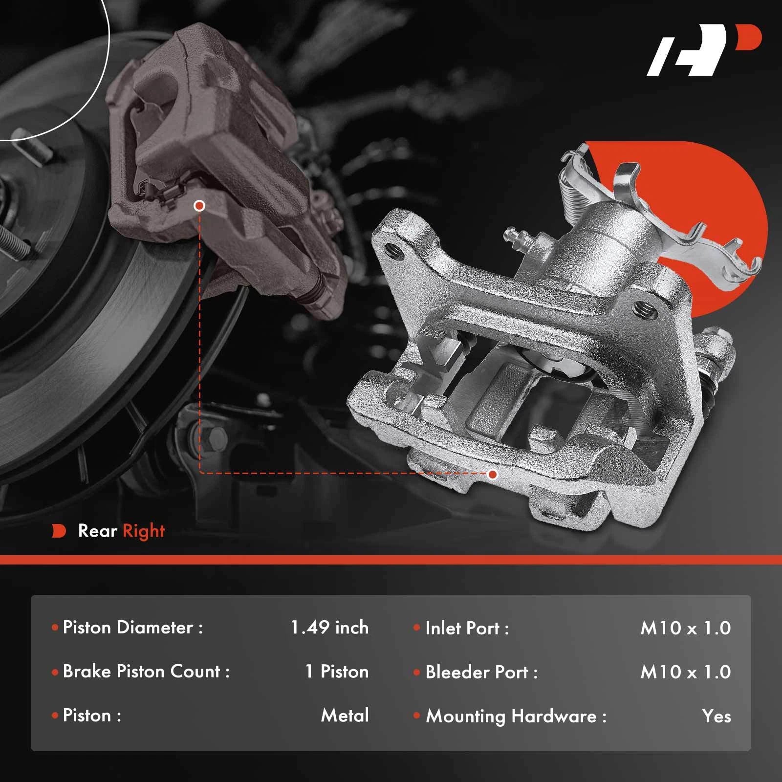 Rear Right Disc Brake Caliper with Bracket for Chevy Malibu (2016–2022)