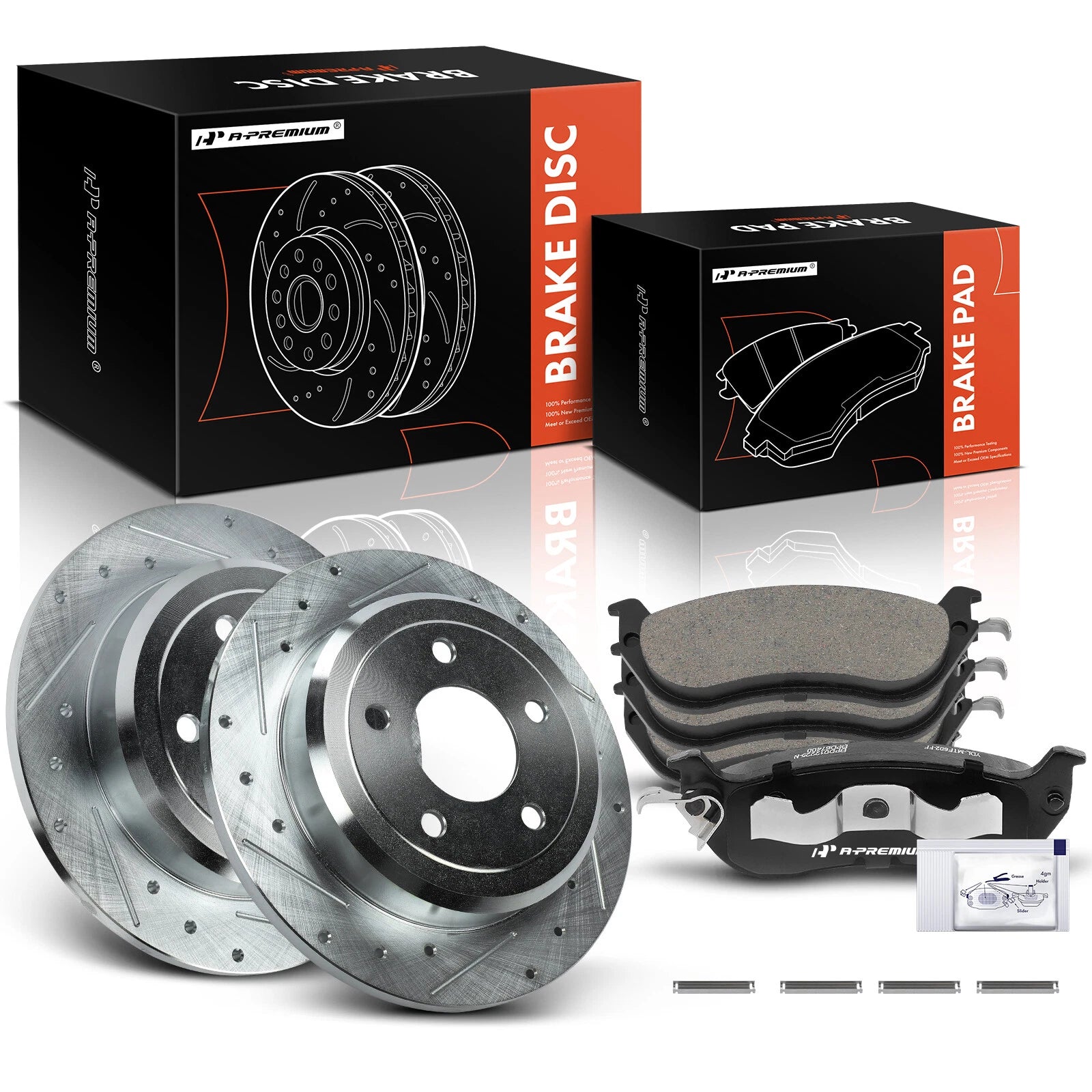 Rear Drilled Brake Rotor & Ceramic Pad Set for Ford Crown Victoria (1996–2002)