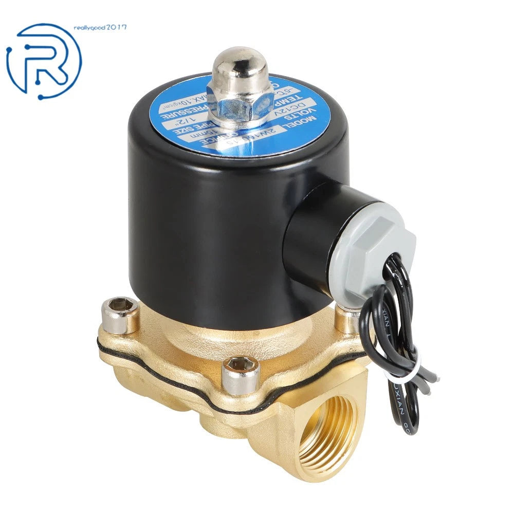 Electric Solenoid Valve for Water Air Gas (12V DC, 1/2" NPT)