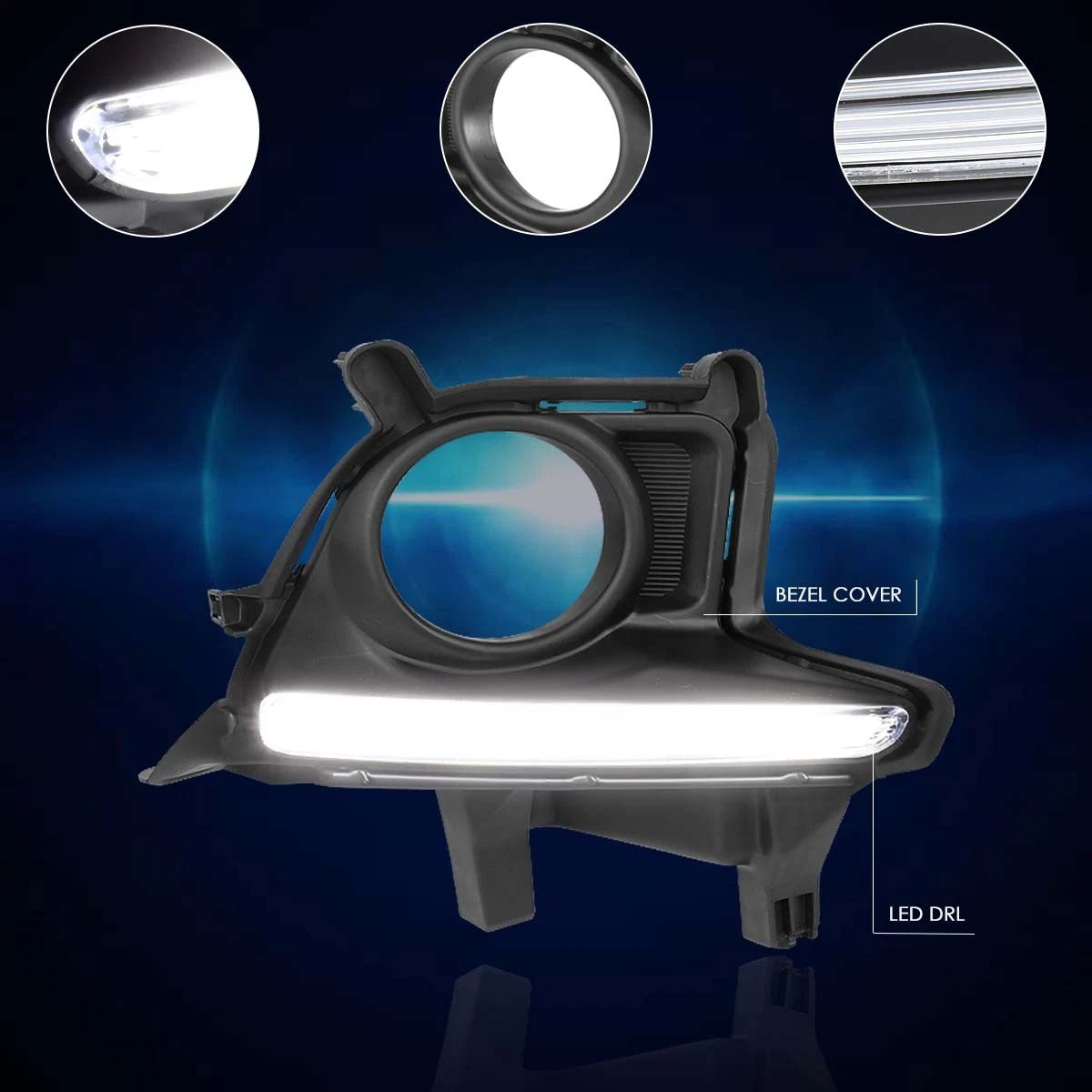 Front Bumper Fog Light Bezel Cover for Highlander XU50 (2014–2016) W/LED DRL