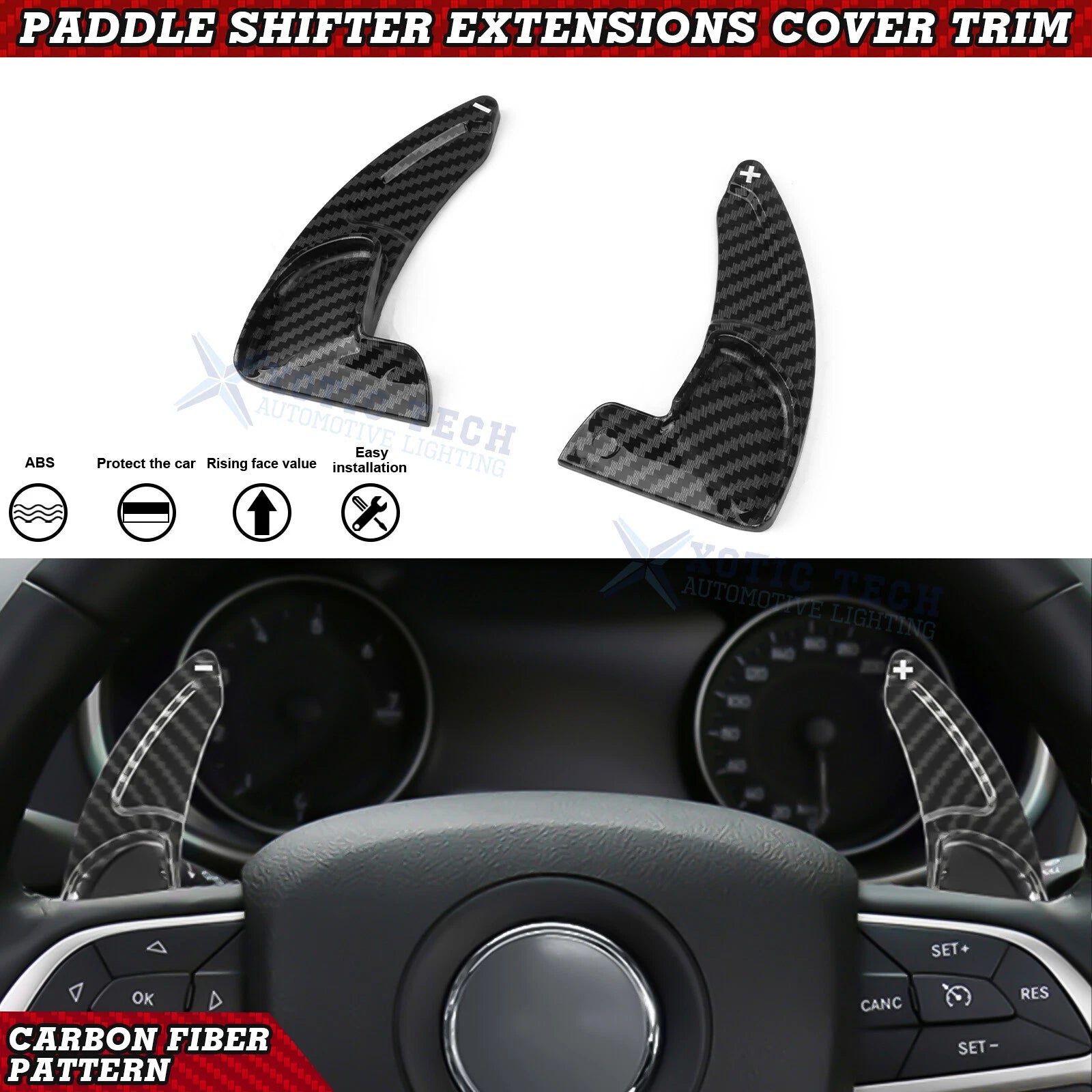 Carbon Fiber ABS Paddle Shifter Extension for Dodge (2015–2024)