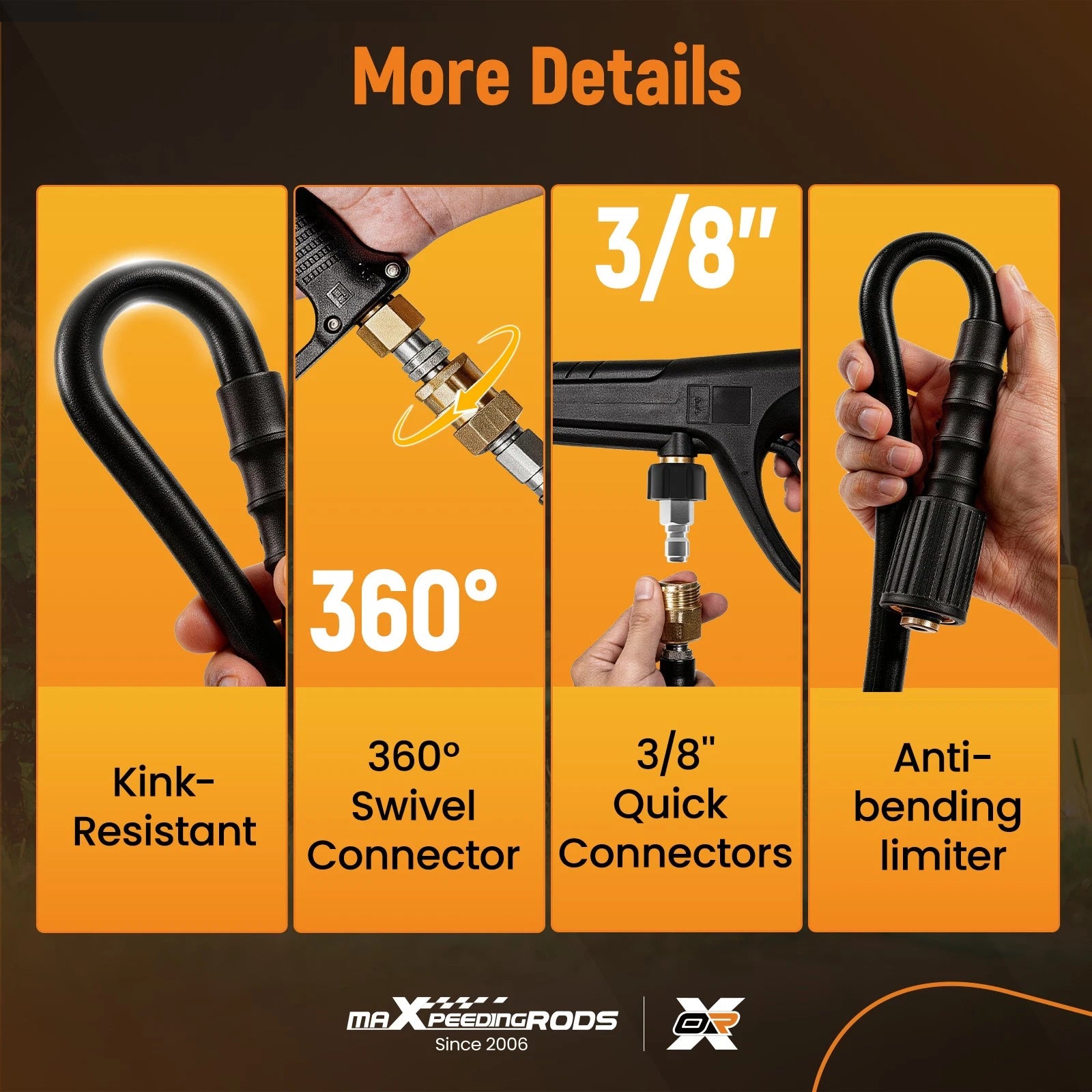 3/8" High Pressure Washer Hose for (4200PSI, 25ft)