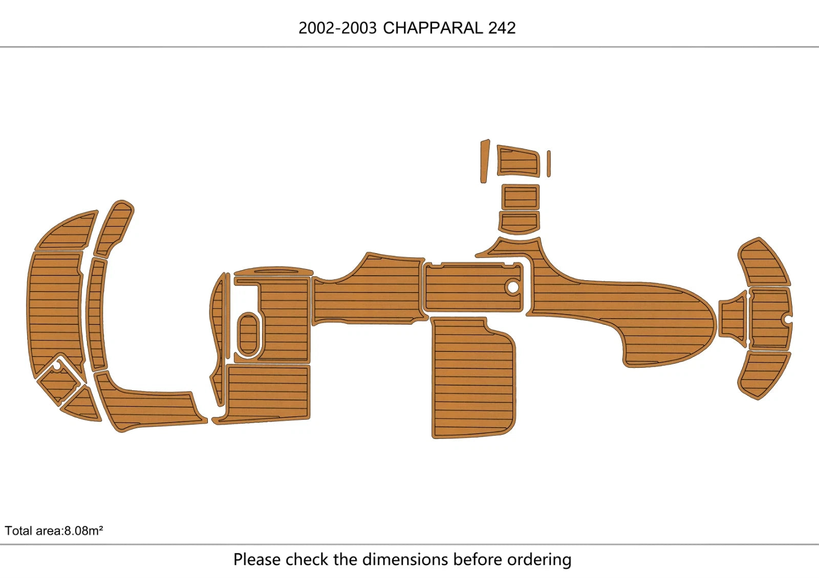 Swim Platform Cockpit Pads for Chapparal 242 (2002–2003) EVA Foam Teak Mat