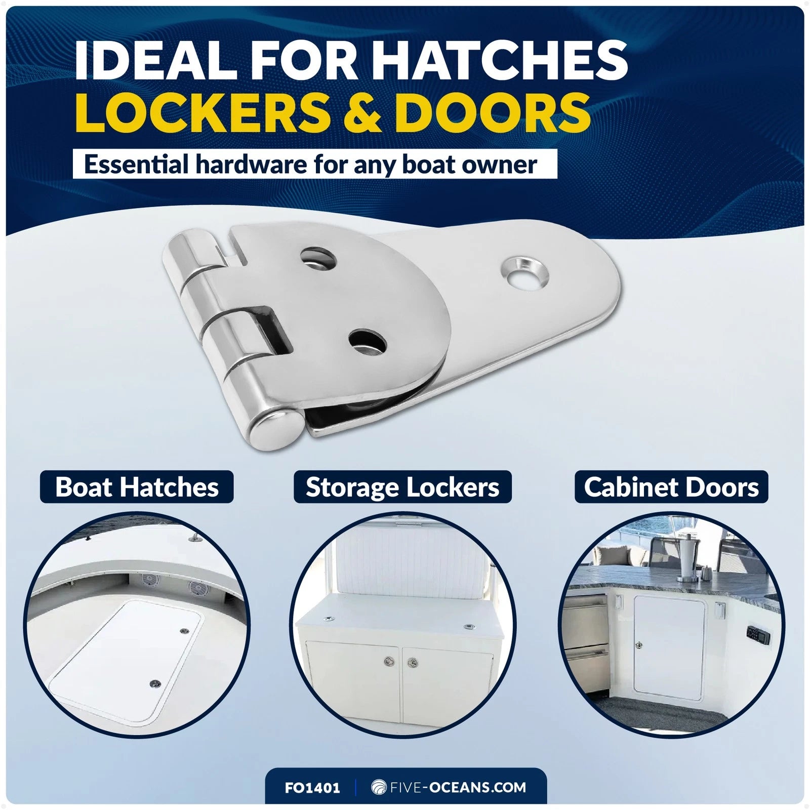 316 Stainless Steel Boat Hatch Hinges (4-1/16" x 1-1/2") - FO1401