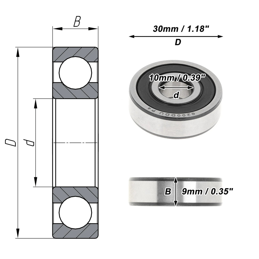 6200DDU Deep Groove Ball Bearing for Scooter Skateboard Wheel (P4)