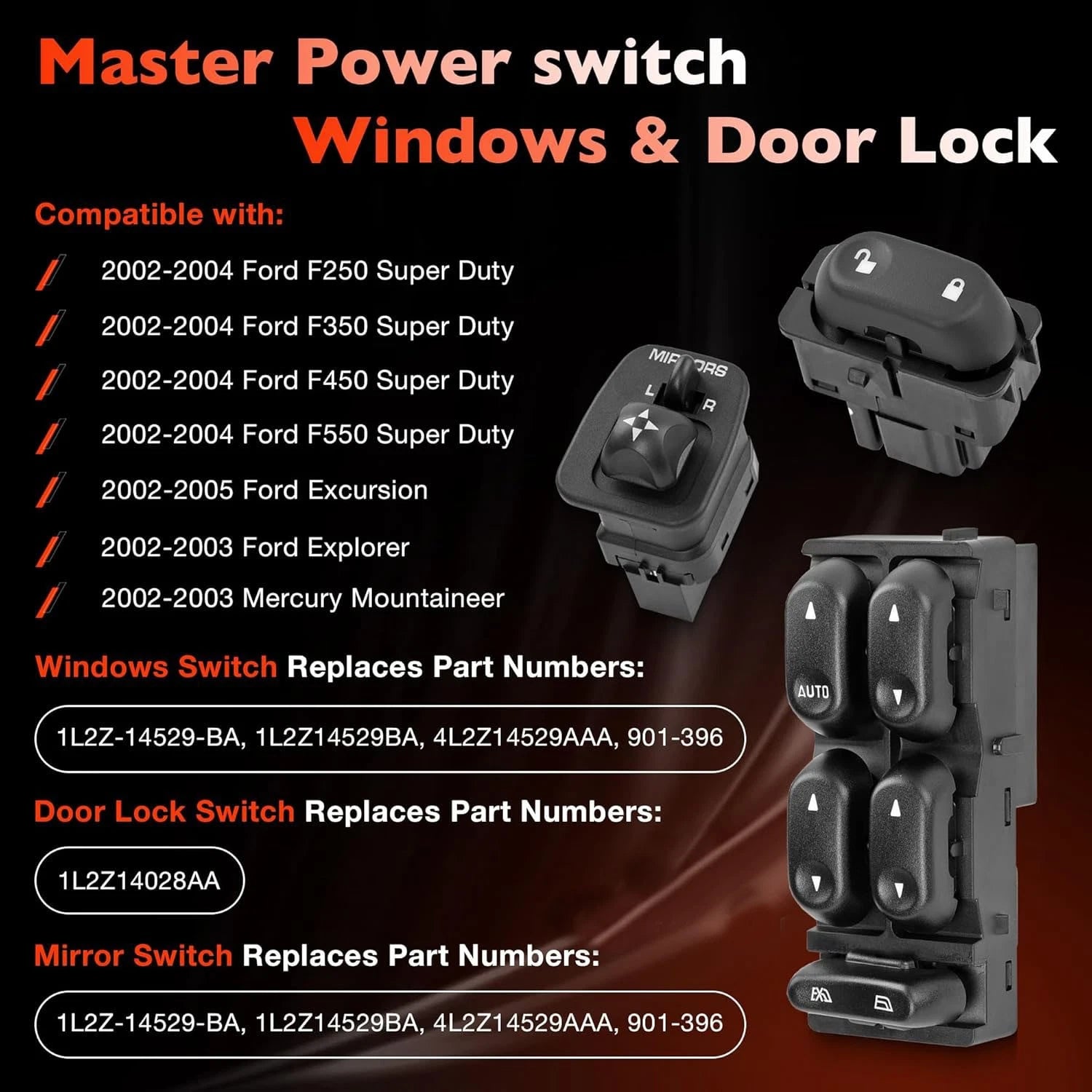Power Window Door Lock Mirror Switch for Ford F-250 F-350 F-450 Excursion (2002–2005)