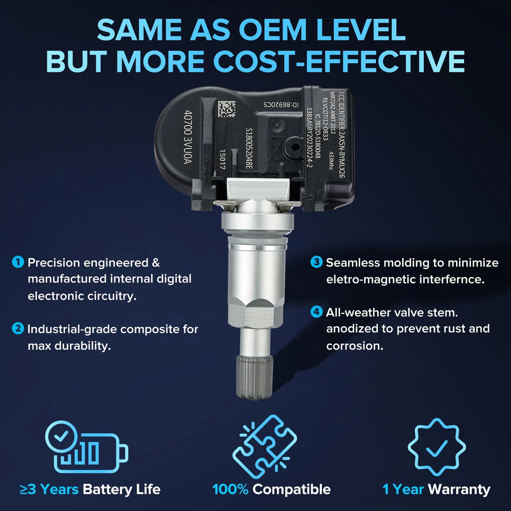 TPMS Tire Pressure Sensor 433MHz for Nissan Altima (2019-2020)