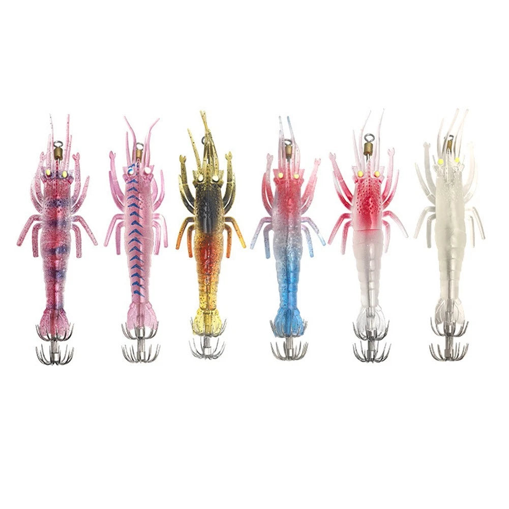 Set of 6 Soft Squid Luminous Jigs 11cm 9g Metal PVC Fishing Lures