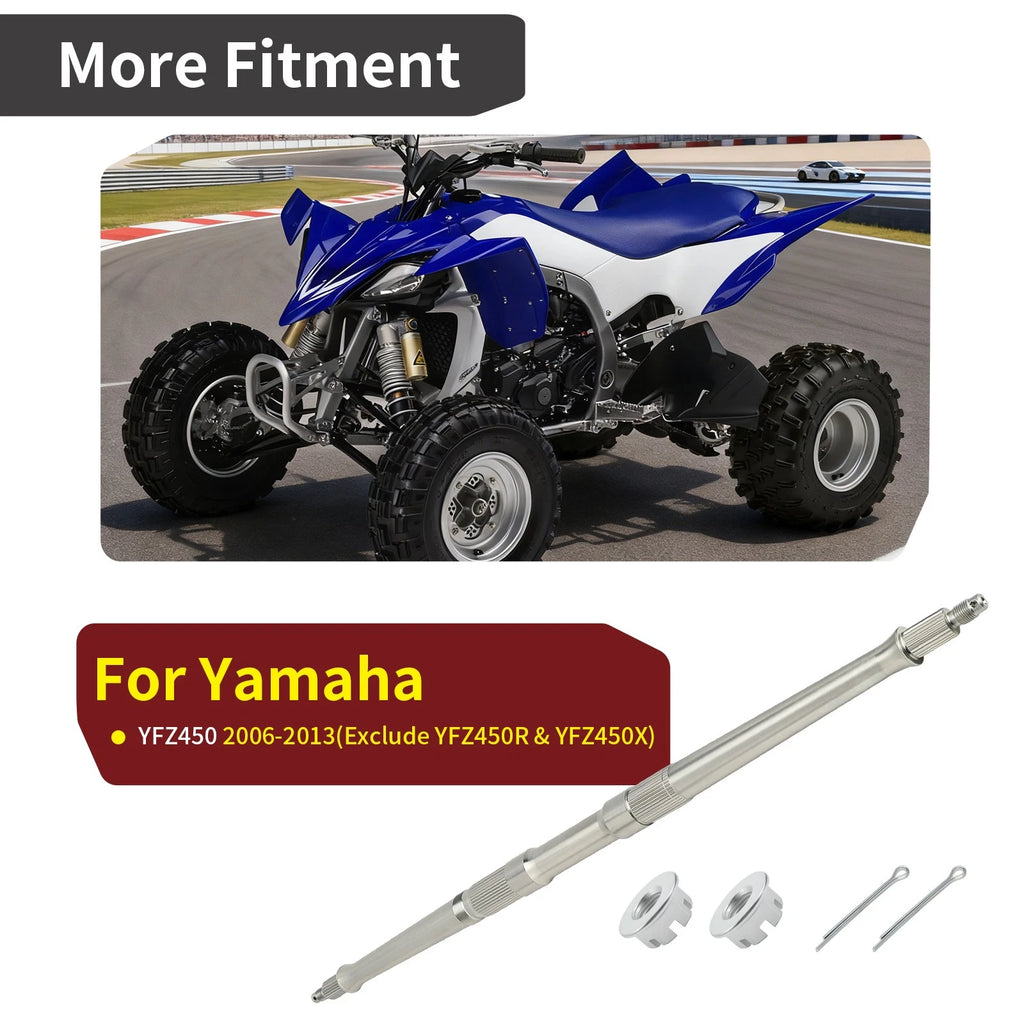 Rear Axle Shaft w/ Nuts Pins for Yamaha YFZ450 (2006–2013)