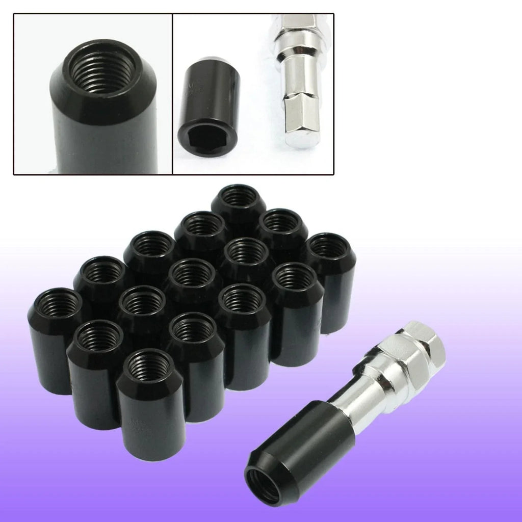 16 x 12x1.5mm Black Car Hex Security Lock Wheel Lug Nuts for Honda
