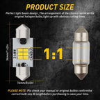 2X 6000K LED License Plate Tag Light Bulbs for 36MM 6418 Festoon